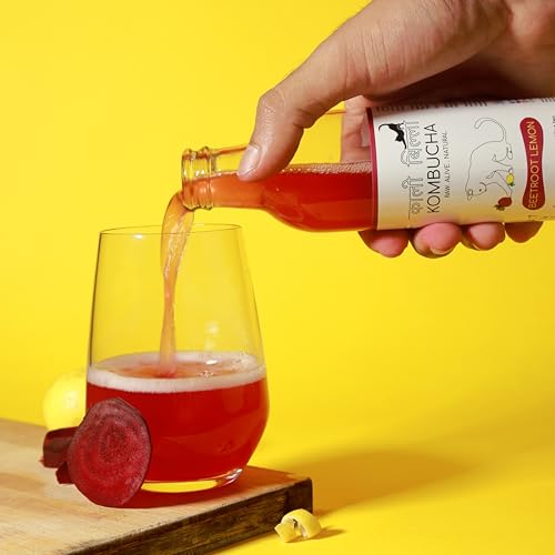 Image of KAALI BILLI Kombucha Beetroot Lemon | Naturally Brewed Fermented Tea with Beetroot and Citrus Flavor | Tangy Refreshing Beverage | 250 ml Pack of 4