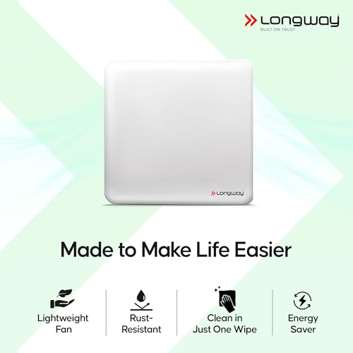 Image of LONGWAY FreshX 6 Inch 150 mm Energy Efficient Exhaust Fan | High Speed Powerful Motor | Noiseless Operation & Easy to Clean | Suitable for Bathroom, Kitchen, Office | 2 Years Warranty (White)