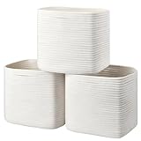 Gocjuaza 3 Pack Storage Cubes 11 Inch Cotton Rope Woven Baskets for Organizing Cube Bin Square Shelves Organizer,Classroom,Kids Toy Bins,Closet,Baby Nursery(Creamy White)