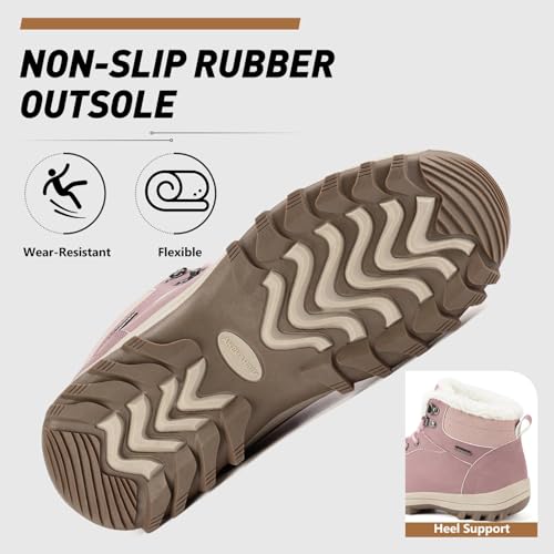 Image of Mishansha Snow Boots for Women - Waterproof Winter Hiking Boots with Warm Fur Lining, Anti-Slip Sole, Insulated Outdoor Cold Weather Booties