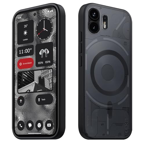 Tawarror Magnetische für Nothing Phone (2) Hülle Kompatibel Mit Magsafe Matt Transluzente Handyhülle für Nothing Phone 2 PC Kratzfest TPU Stoßfest Anti-Fingerabdruck Schutzhülle Schwarz