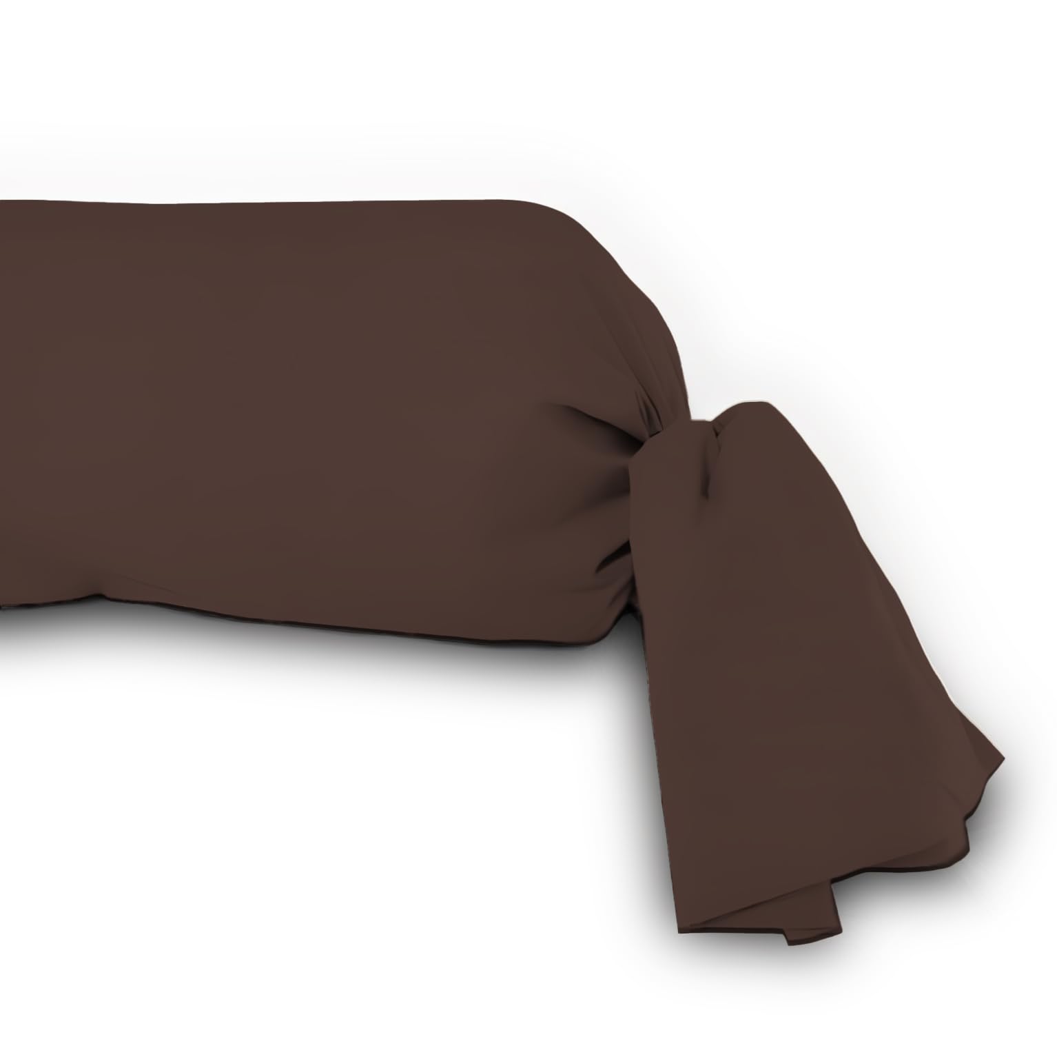Soleil d'ocre, Plain Cotton Bolster Cover 57 Thread Count 45 x 205 cm Brown