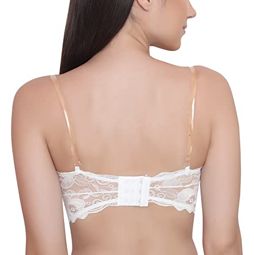 Image of GLAMORAS Womens Nylon Lace Spandex Padded Non Wired Floral Lace Tube Bra Strapless Padded Seamless Hook Closure Bra, Free Size