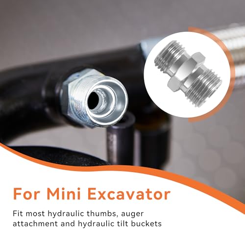 Image of 4 Pcs M14 to M16 Carbon Steel Fittings Adapters 115757 | Hydraulic Attachment Fittings, Converter for Mini Excavators Connector | Compatible with AGT, TPM, VICSEC, FFIndustries, Miva, Machpro