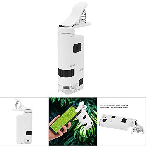 Image of 80-120X LED Cell Phone Microscope, Portable Microscope Mini Mobile Phone Lens Magnifier with Magnifying Clamp for Industrial Jewelry and Circuit Board Applications