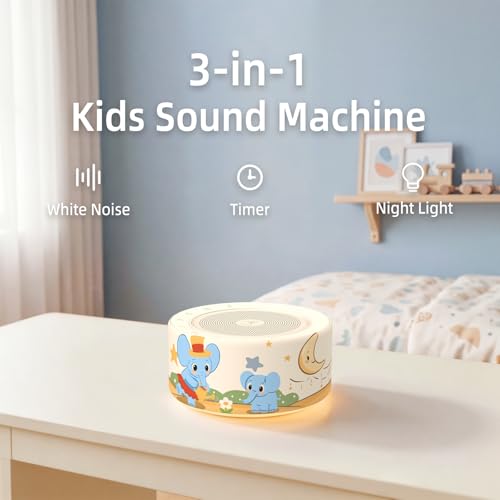 Image of Kipcush White Noise Machine for Baby & Adults, Sleep Sound Machine with 30 Soothing Sounds, 8-Color Night Light, Memory Function, White Noise for Sleeping, Nursery, Office, Travel, Relaxation