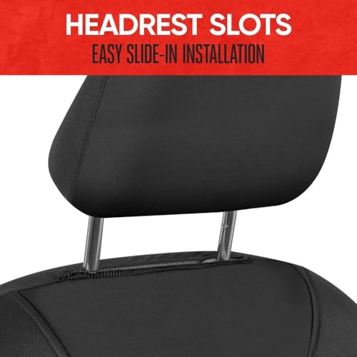 Image of Motor Trend AquaShield Waterproof Front Seat Covers, Black Seat Covers for Cars - Neoprene Front Car Seats Cover, SUV Seat Covers Protector - Car Interior Cover for Auto, Trucks, & Dog Owners