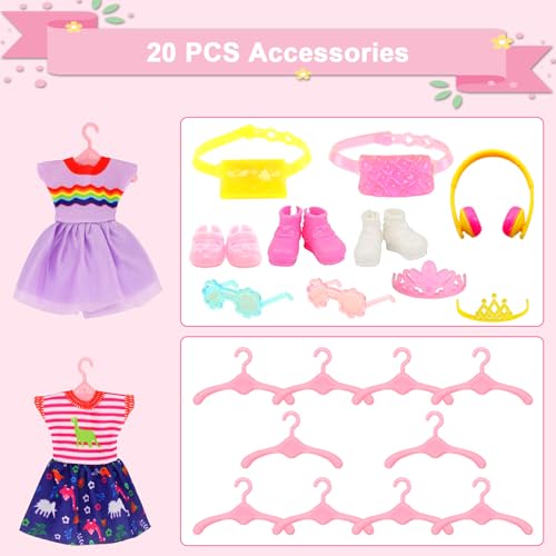 Joyfun 12 PCS Chelsea 6 inch Dolls Clothes and Accessories 5 Pieces Boy Clothes, 5 Pieces Girl Clothes and 2 Girl Shoes