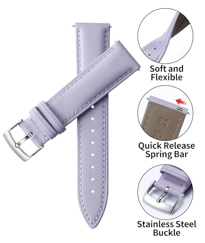 Image of BINLUN Leather Watch Bands Quick Release Premium Calfskin Replacement Watch Strap Multicolors Watchbands for Men Women 12mm 14mm 16mm 18mm 19mm 20mm 21mm 22mm