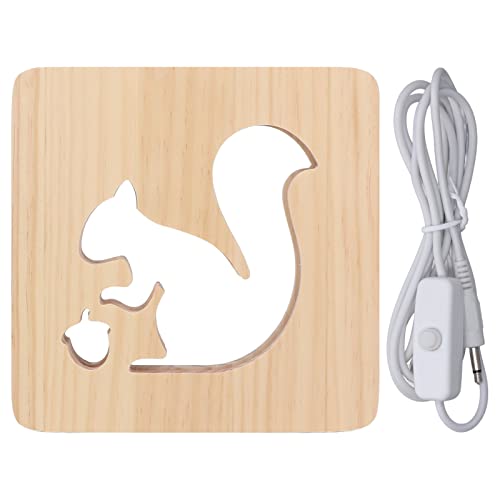 Lámpara de noche infantil con diseño de ardilla y luz LED cálida USB miniatura 1