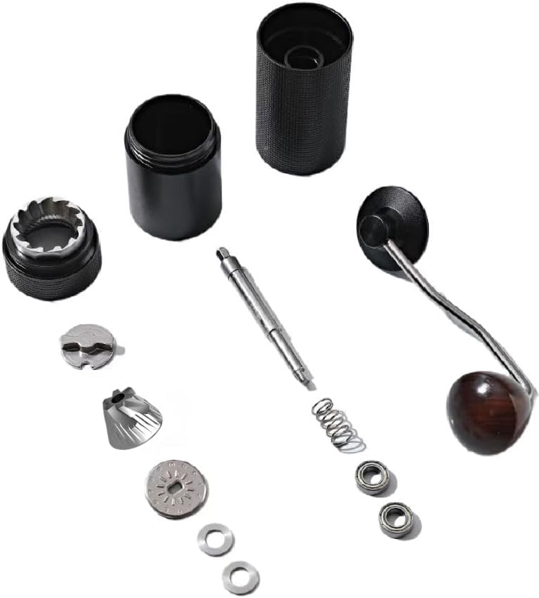 Miniatura 7 de Molinillo manual de granos de café con grosor ajustable, fresas cónicas de acero inoxidable CNC de 6 núcleos, molino de grano de café portátil para