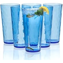 KOXIN-KARLU Mixed Drinkware 26-ounce Plastic Tumbler Acrylic Water Glasses, set of 6 Blue