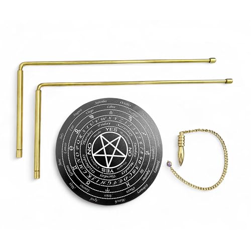 Image of Brass Dowsing Rods Pair | Set of Board and Pendulum | Diameter-5MM | Aura Energy Checker | Feng Shui | Reiki | Dowser | Diving Rod | L Rods | Pendulum Assorted