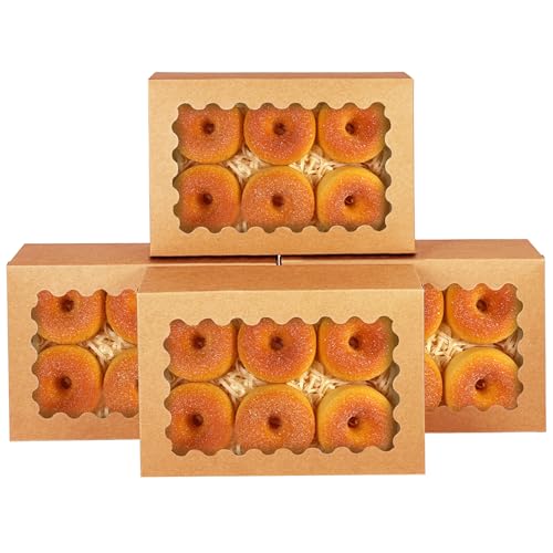 Gcardist Auto-pop Up - Pot de biscuits avec fenêtre, couleur marron, 30,5 x 20,3 x 6,4 cm, 6 unités, pliables, pour emballage