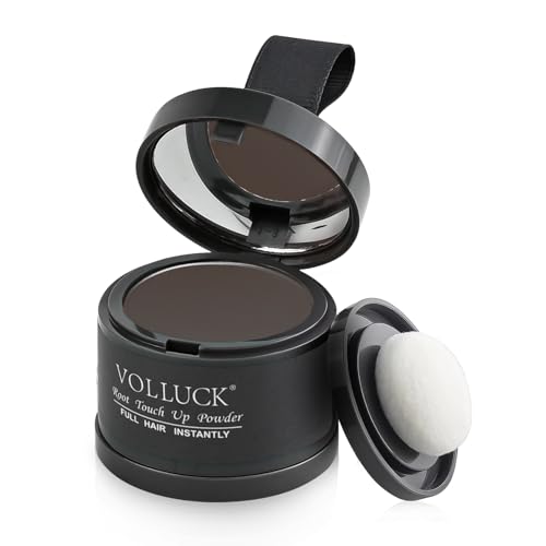 VOLLUCK Polvere per capelli, Naturale a Lunga Durata Hairline powder, Impermeabile Ombretto per Capelli Ricrescita 4g (Castano Scuro)