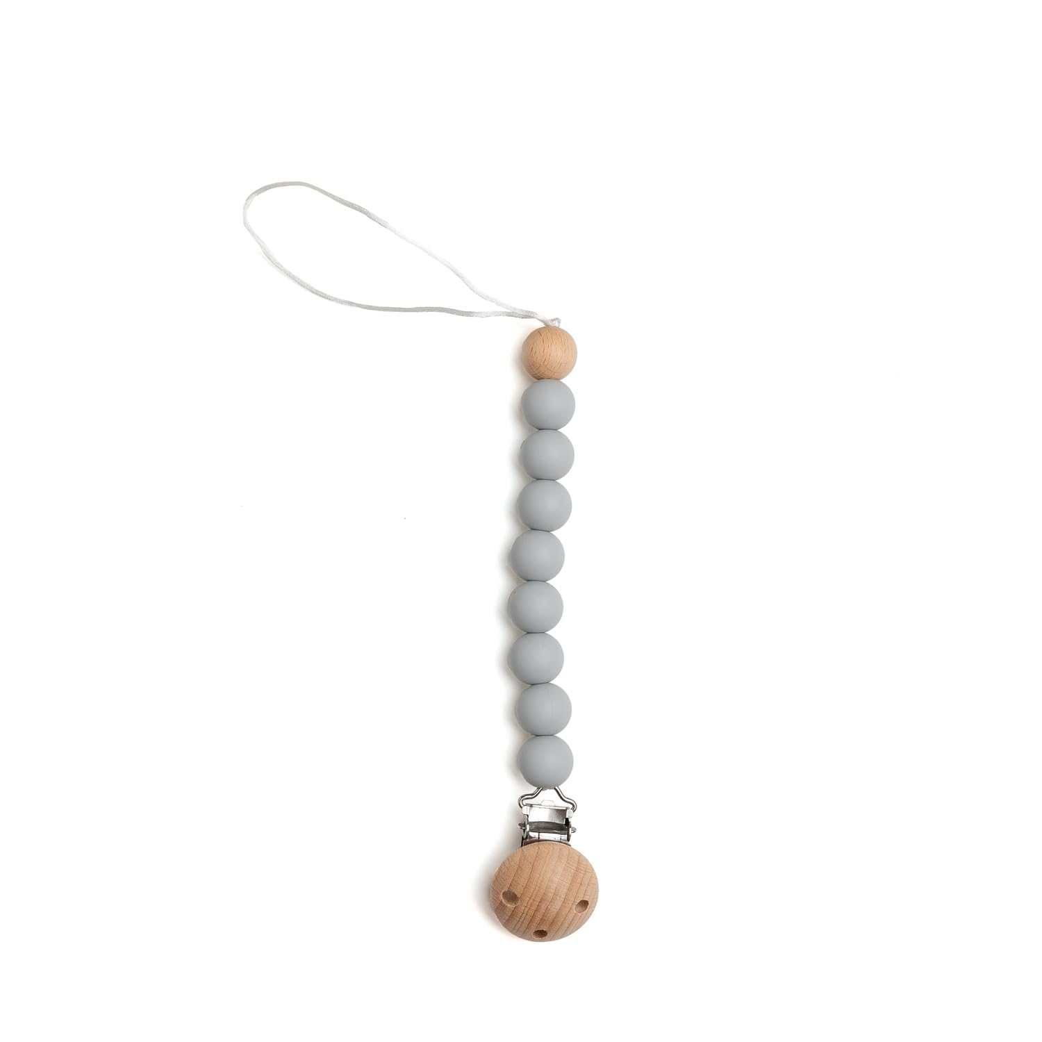 Deluxe-Geschenkset für Neugeborene, Farbe: Grau, inkl. Musselin + Häkel-Hasen-Rassel, Schnuller und Beißring aus Silikon + Personalisierbar mit Babyname | BebeDeParis