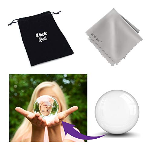Photoball Original K9 Bola de Cristal para fotografía | Bola de Vidrio | Bola de Fotos con Bolsa de Transporte y paño de Limpieza de Microfibra DryFiber - 80mm