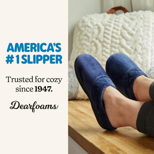 Image of Dearfoams Women's Lightweight Memory Foam Indoor House Slipper Darcy Velour Clog with Wide Widths