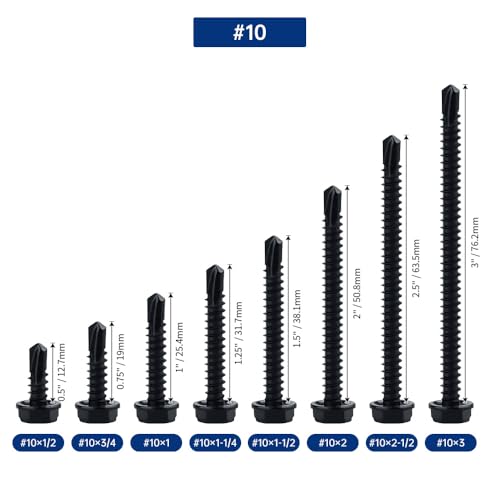 #10 x 2-1/2" Tornillos Autorroscantes Hex washer 50 pcs miniatura 3