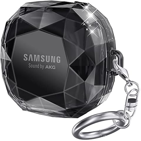 AhaStyle Compatible with Samsung Galaxy Buds 2 Pro Case/ Galaxy Buds 2 Case/ Galaxy Buds Pro Case/ Galaxy Buds Live Case Hard PC Shockproof Case Crystal Shape Protective Cover with Keychain (Black) Cover