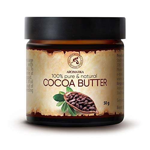 Preisvergleich Produktbild Kakaobutter Unraffiniert Native - 100% Rein Und Natürlich 50g Glasflasche - Burkina Faso Südafrika - Körperbutter - Intensive Pflege Für Gesicht - Körper - Haare - Haut - Nägel - Hände - Lippen - Für Schönheit - Massage - Wellness - Kosmetik - Körperpflege - Cocoa Butter
