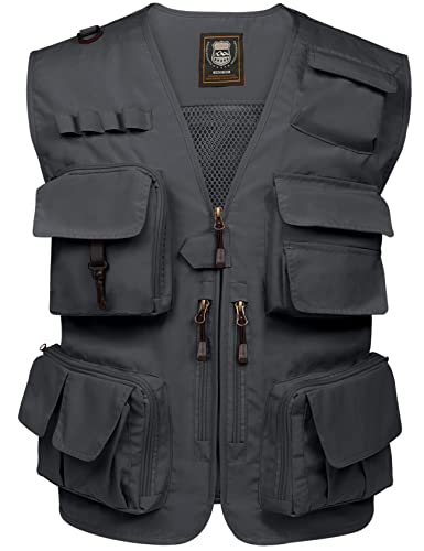 PEHMEA Veste de pêche homme utilité poches - gris XS