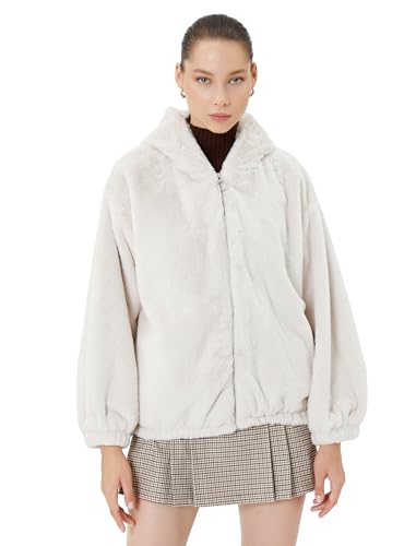 Koton Hooded Long Sleeve Zipper And Pocket Detail Coat Giacca, Beige(052), 42 da Donna