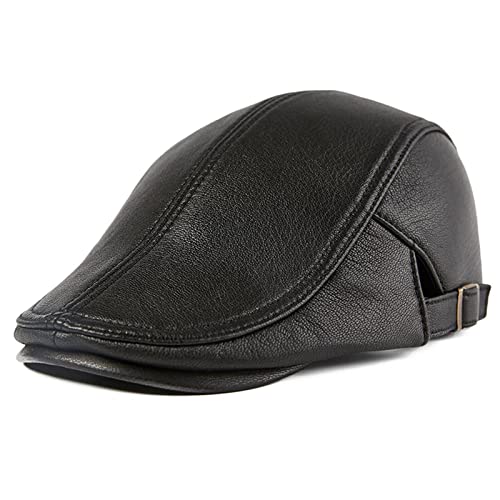 Casquette plate pour hommes en cuir style gavroche pour la conduite, le golf et la chasse