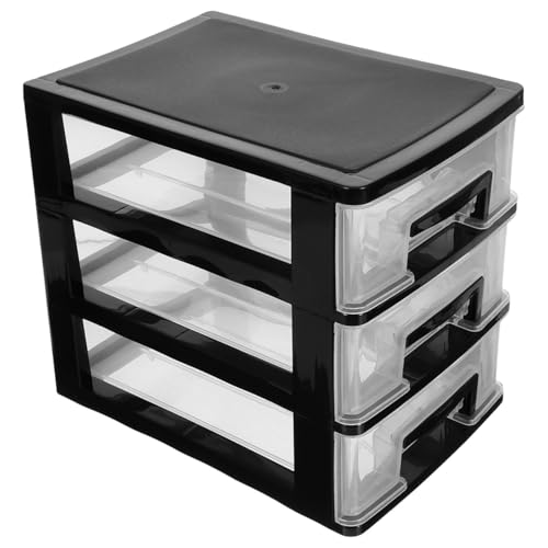 Armoire de rangement à trois couches en plastique portable noir ULTNICE