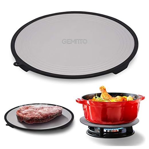 GEMITTO Redondo Bandeja de Descongelación y Acelerar el Tiempo de Ebullición Bandeja para Descongelar Carne con Borde de Silicona, Sin Electricidad Plata 24cm