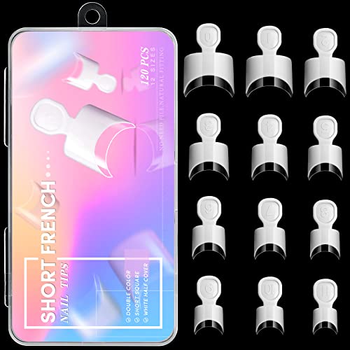 2PCS Nails Tips Art Dappen Dish con Tapa y 120PCS Uñas miniatura 6