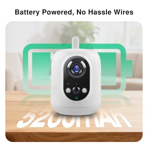 Image of Long Battery Life Indoor Cameras Wireless for Home Security, House Camera Battery Powered, 360Pan Tilt Viewing, 2.4Ghz 2K Tiny WiFi Cameras, 2 Way Talk, Color Night Vision, AI Motion Detection
