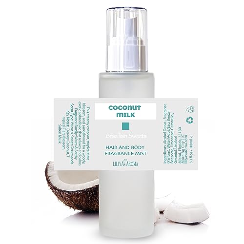 Liliya's Aroma Coconut Milk Hair & Body Fragrance Mist, Brazilian Sweets, Long Lasting Scent 3.3 Fl.oz #TOP6