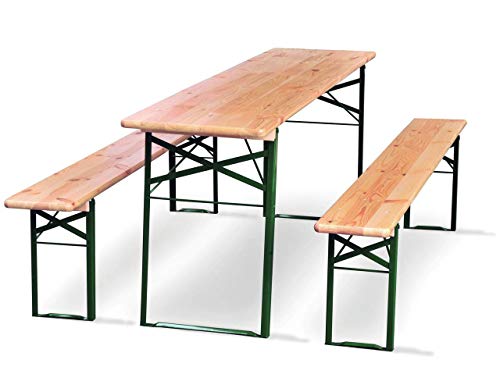 METRO Professional Conjunto de Mesa y Dos Bancos de Pino Macizo para Exteriores, 220 x 50 cm