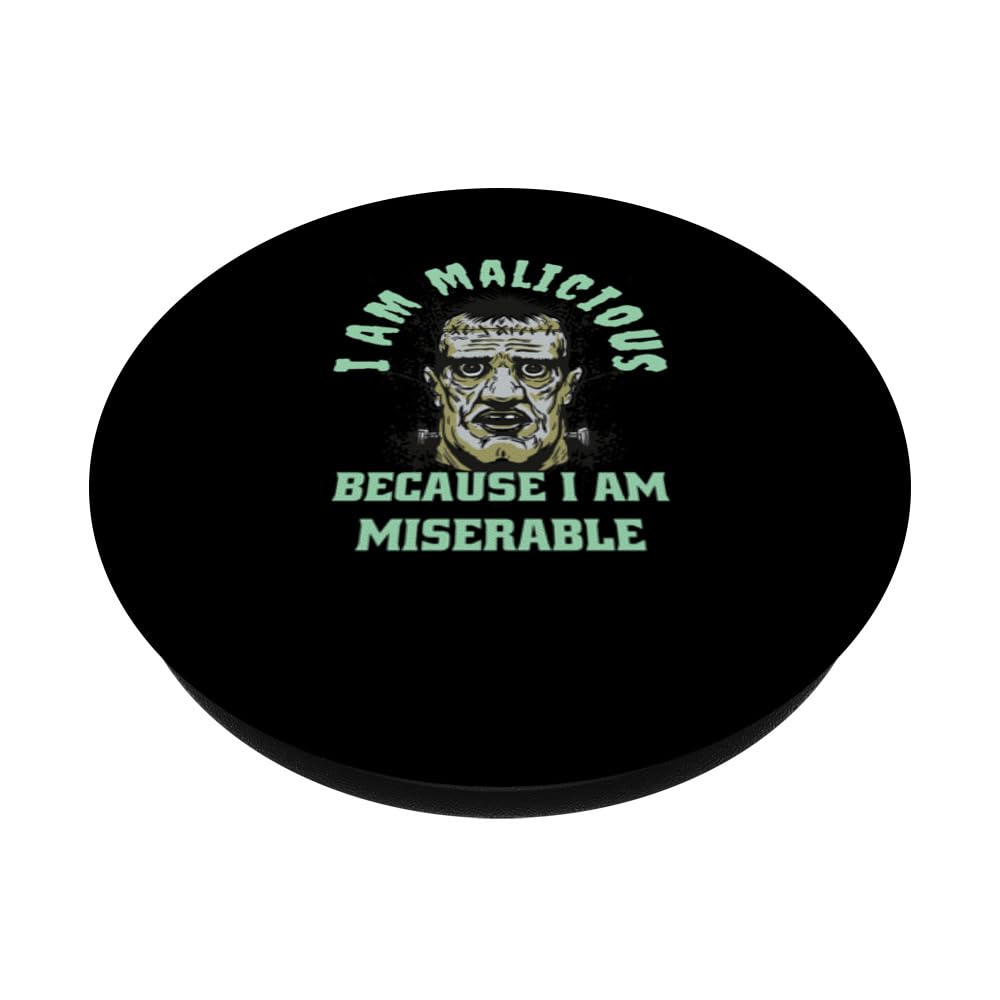 I am Malicious Shunned Mankind Monster Design Mary Shelley PopSockets Swappable PopGrip, Black - Image 2