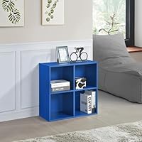 KB Designs - Blue 4 Cube Storage Organizer Book Shelf, Toy Storage Organizer for Nursery, Kids Room, Playroom and Bedroom