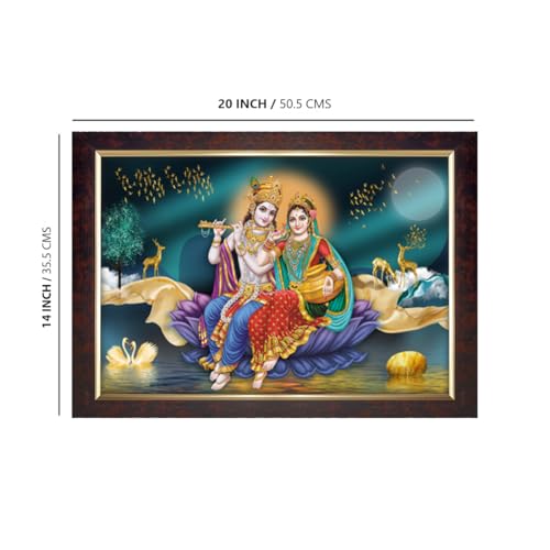Image of Dharvika Innovations Radha Krishna Photo Frame Big Size Home Decoration with Sparkle Coated Lamination (14x20 Inch) - 20493