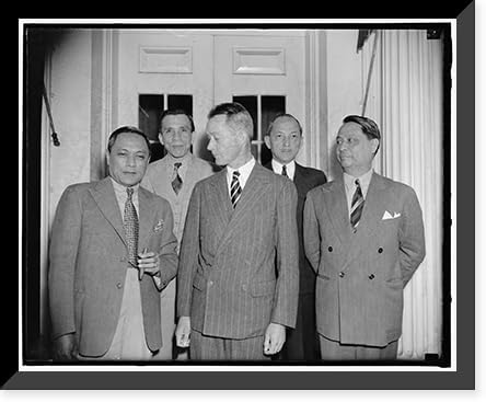 Impresión enmarcada histórica, Amb McMurray. desfiles filipinos, John Van() A. McMurray, Manual Noyas, ..., José Romero, Benito Razon, 17.3 in x