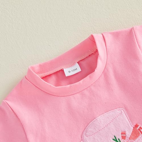 Image of Kayotuas Toddler Girl Summer Outfits Bow Embroidery Short Sleeve T-shirt and Sparkle Tutu Skirt Cute Sister Matching Dresses