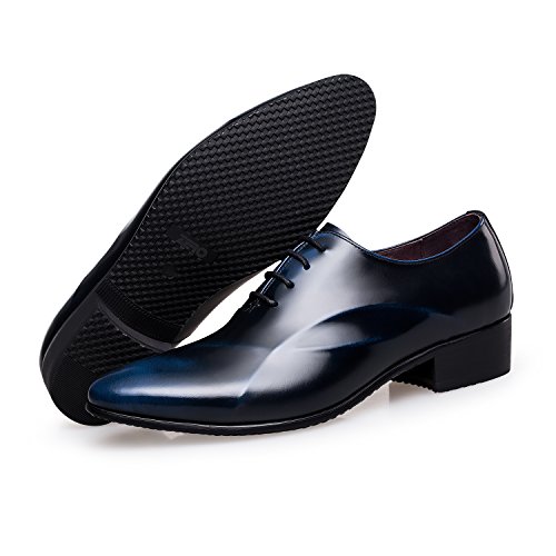ZRO Men's Lace Up Formal Modern Oxford Dress Shoes Blue US 10.5