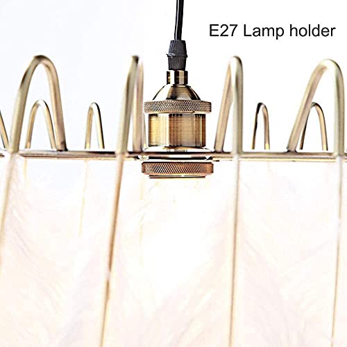 Lustre plume blanche E27 anti-éblouissement suspension ronde pour éclairage doux