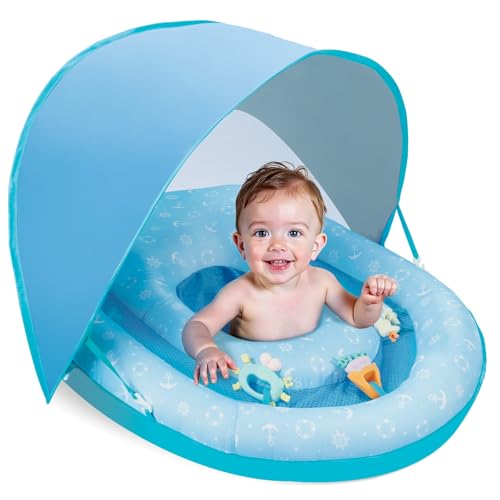 WERNNSAI Baby Schwimmring mit Sonnendach – Extra Großer Schwimmreifen für Kleinkinder ab 6 Monate Schwimmhilfe mit Spiel...