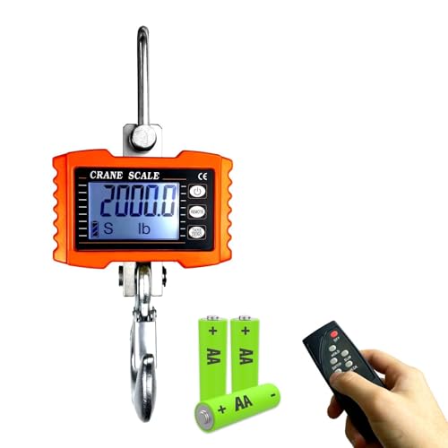 YATOINTO 2200lb Digital Crane Scale High Precision Heavy Duty Industrial Hanging Scale with Remote Control Aluminum Case CE Certified Electronic Weighing Crane Scale, for Garage Farm Hunting (Orange)