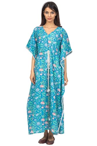 Image of NIHSAMAH Cotton Kaftan Nighty for Women, Printed Premium Stylish Loungewear, Comfortable Nightwear, Sleepwear for Ultimate Relaxation