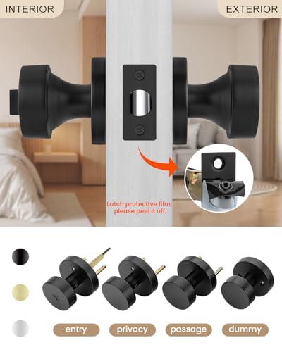 Image of Haidms Black Door Knobs with Key, Heavy-Duty Zinc Alloy Keyed Entry Door Knobs Exterior, Matte Black Front Door Knob with Lock, Keyed Different, 6 Pack