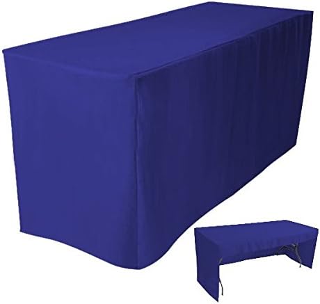 4LESS 8' Fitted Tablecloth Table Cover Trade Show Event Open Back Side - 3 Sided Royal Blue