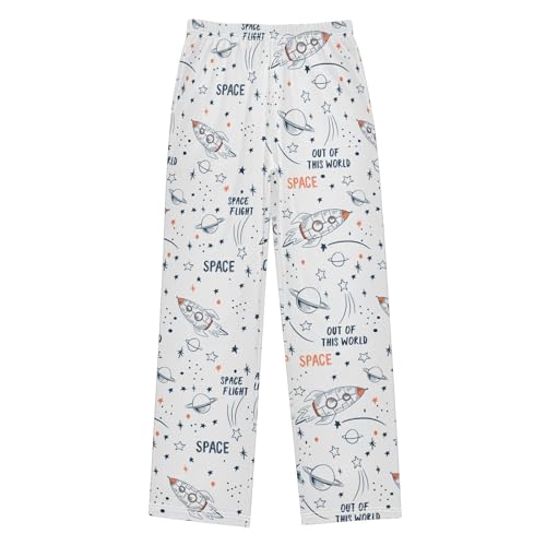 ZZXXB Space Flight Rocket Boys Long Pants Soft Trousers Elastic Waist Kids Lounge Bottoms with Pockets S-XL