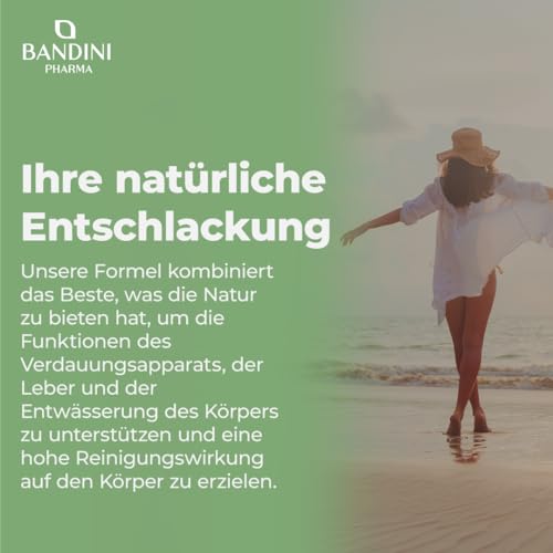 Bandini® DETOX SLIM 60 vegane Kapseln | Antioxidativ, natürliche Darmreinigung | Bioverfügbar und Hochdosiert Pflanzenextraktkomplex mit Bromelain, Löwenzahn, Pilosella, Birke