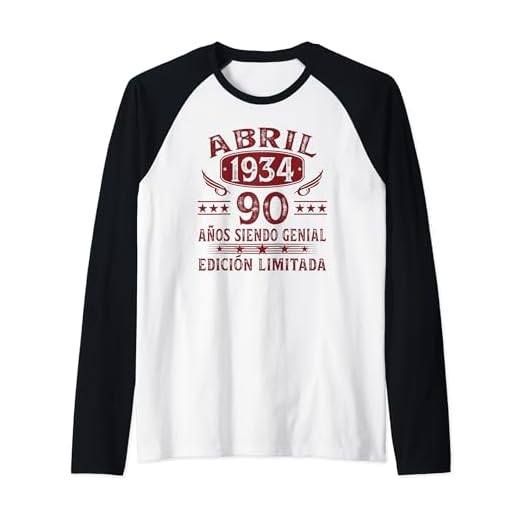 Vintage 1934 90 Años Cumpleaños Hombre Regalos Abril 1934 Camiseta Manga Raglan