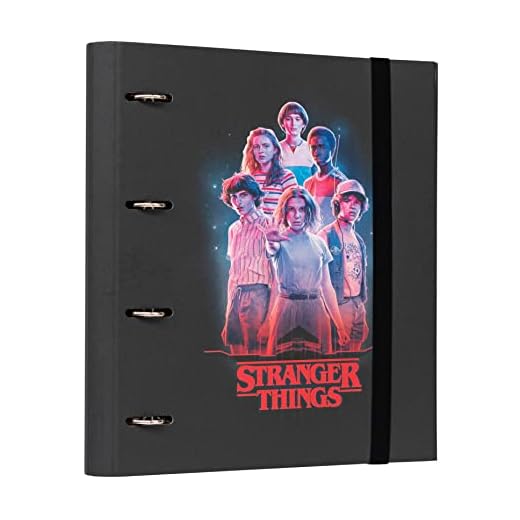 Grupo Erik Archivador 4 anillas Stranger Things - Carpeta A4 anillas tapa dura | Material escolar y papeleria Vuelta al Cole